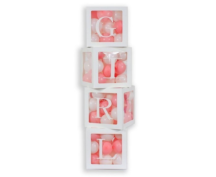 Zestaw pudełek 35 cm na balony BOX DEKORACYJNY litery GIRL 4 szt.