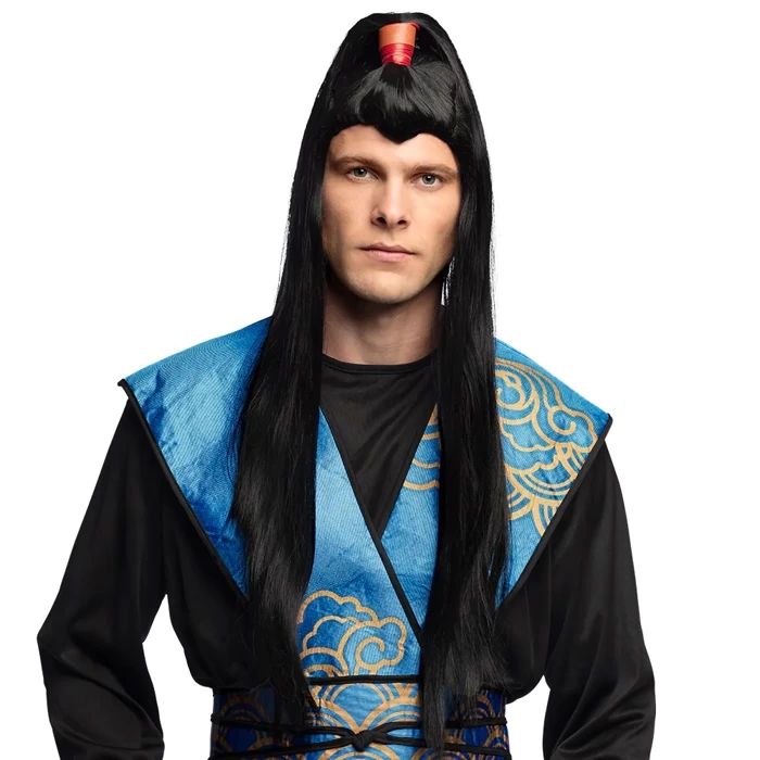 Peruka długa czarna Samuraj wojownik