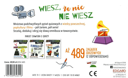 KIESZONKOWCE QUIZOWE WIESZ, ŻE NIC NIE WIESZ (12+) GRA ZAGADKI