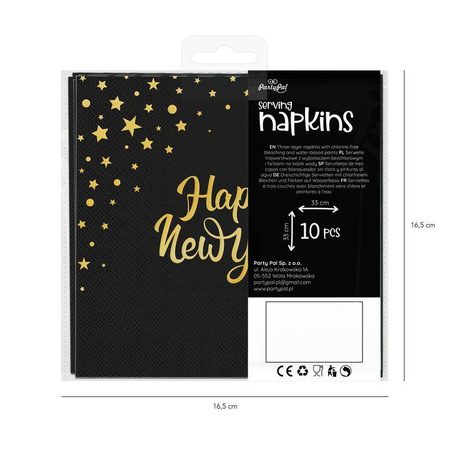 Serwetki Happy New Year Sylwester 33x33 cm 10 szt.
