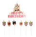 Toppery na tort kotki Happy Birthday zestaw 7szt.