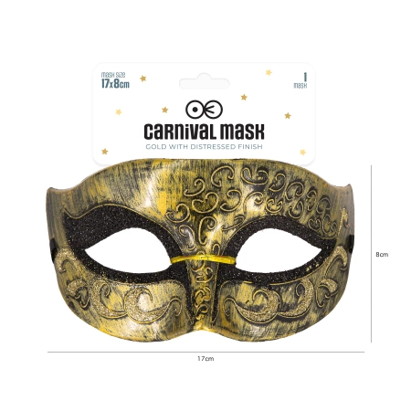Maska karnawałowa złota z efektem postarzenia 1 szt.
