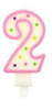 Świeczka urodzinowa ''2'' kropeczki różowa