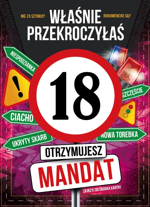 Kartka urodzinowa 18 urodziny Mandat DLA NIEJ