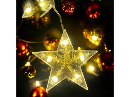 Girlanda lampki Świąteczne kurtyna śnieżynki 135 led biały ciepły 2,5 m