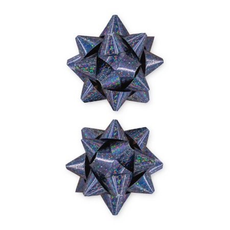 Kokarda prezentowa rozeta holograficzna grafitowa 7,6 cm 2 szt.