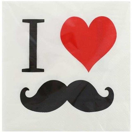 Serwetki Kocham wąsy 33 x 33 cm 20szt