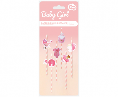 Słomki papierowe Baby Boy / Baby Girl na Baby Shower 8 szt.