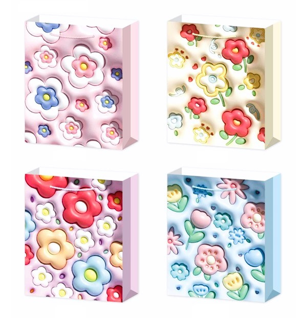 Torebka prezentowa Kwiaty kwiatuszki 32x26x10 cm mix wzorów