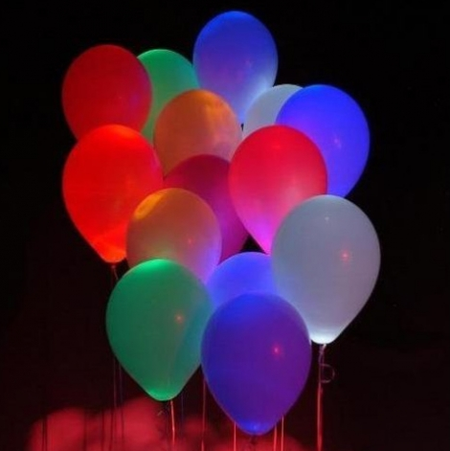 Balony świecące LED zestaw KOLOROWE mix 30 cm 5 szt.