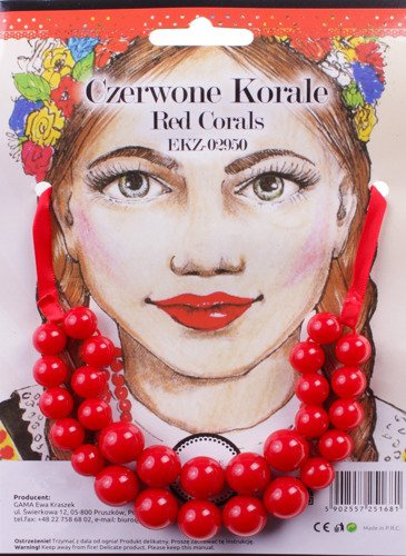 Naszyjnik czerwone korale góralki