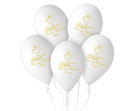 Balony Pierwsza Komunia Święta (kielich) 13 cali 5 szt.