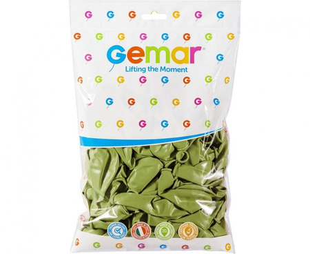 Balon Gemar jednokolorowy 12 cali 100 szt zielona oliwka