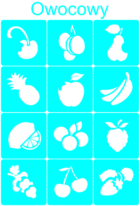 Szablony do tatuaży brokatowych Zestaw Owoce 12 szt.