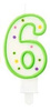 Świeczka urodzinowa "6" kropeczki zielona