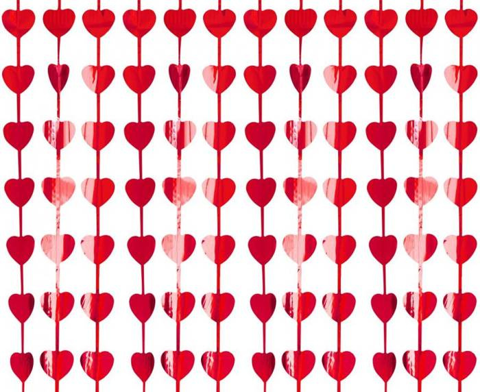 Kurtyna Party wisząca SERCA czerwone metaliczne 100x200cm