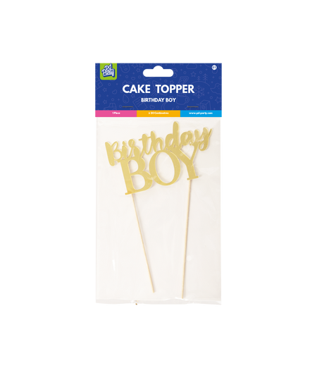 Topper na tort urodzinowy Birthday Boy złoty