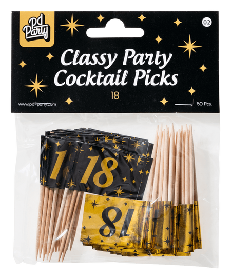 Toppery dekoracyjne, pikery na imprezę 18-ste urodziny 50 szt.