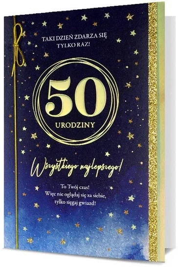 Kartka okolicznościowa gwiazdy 3D 50 urodziny 13x19 cm