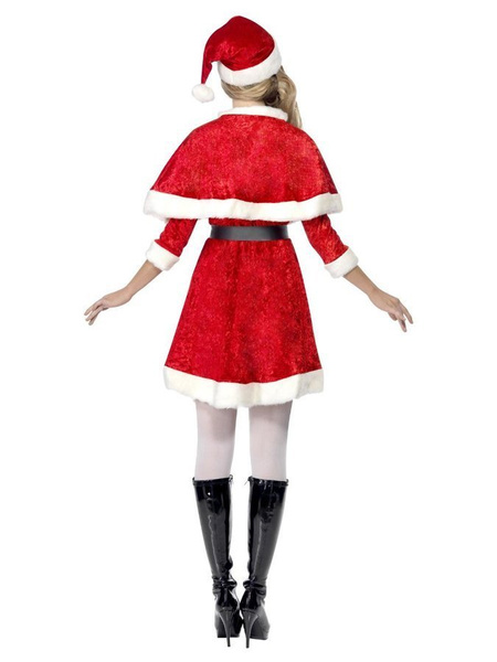 Pani Mikołajka z weluru (peleryna, sukienka, czapka, pasek)