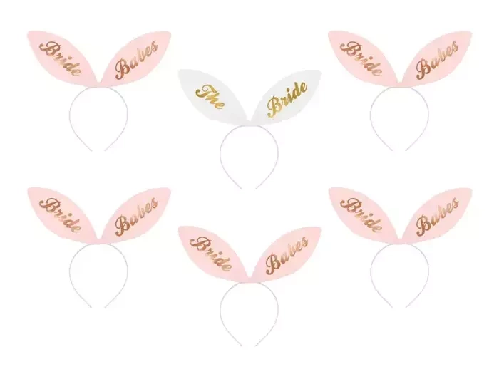 Opaski na Wieczór Panieński uszy króliczka ZESTAW 6 szt.