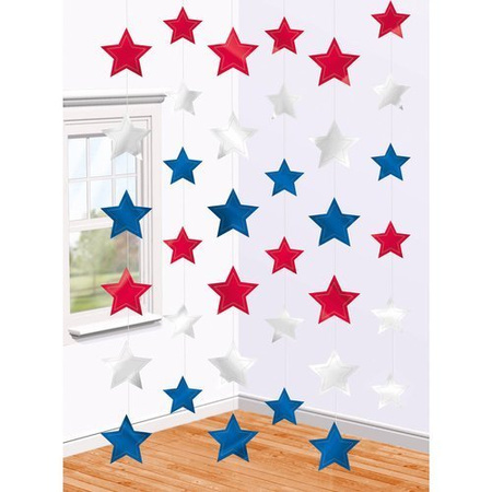 Girlanda wisząca baner gwiazdki Flaga USA 6 szt.