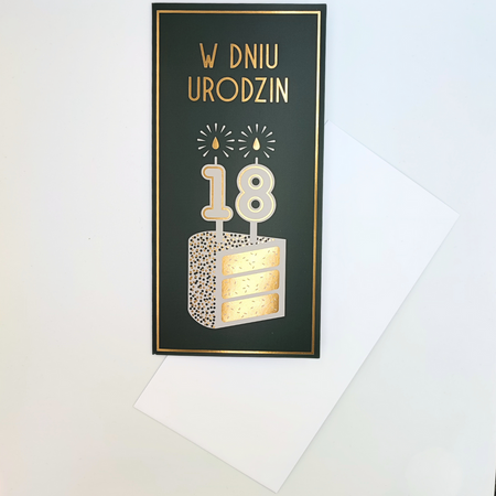 Kartka okolicznościowa 18-ste urodziny zielona Tort