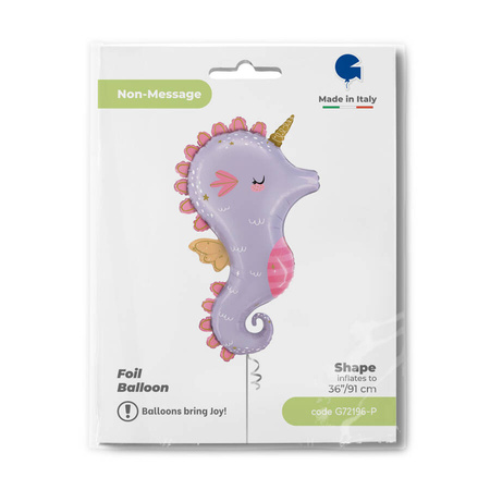 Konik morski fioletowy balon foliowy Grabo 36 cali