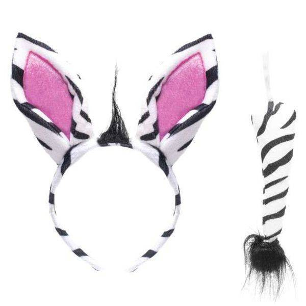 Zestaw zebra opaska uszy i ogon