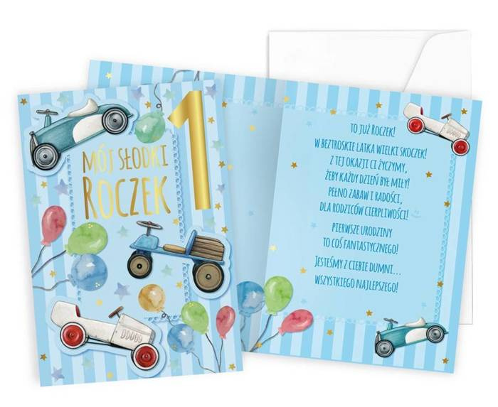 Kartka okolicznościowa ROCZEK "Mój słodki roczek" duża niebieska