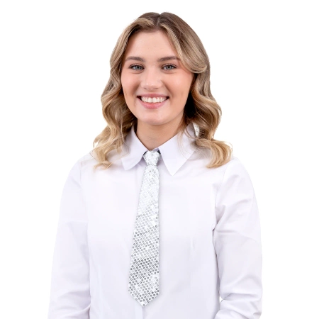 Krawat cekinowy srebrny 36 cm na Sylwestra i karnawał