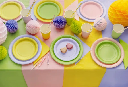 Kubeczki papierowe jednokolorowe żółte 250ml 6 szt. PartyDeco