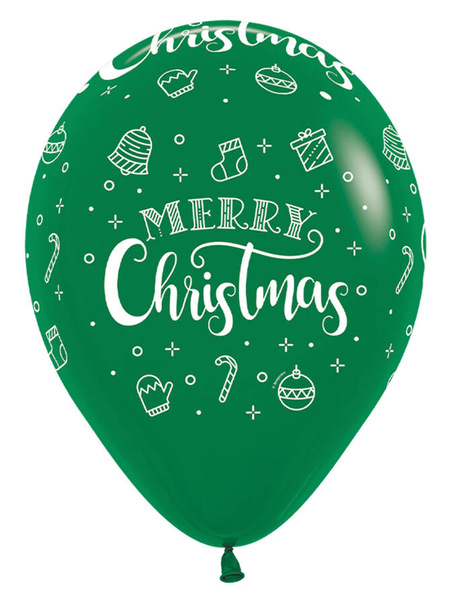 Balon gumowy świąteczny Merry Christmas Sempertex 12 cali 1 szt.