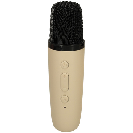 Zestaw do karaoke głośnik Bluetooth mikrofon USB LED beżowy