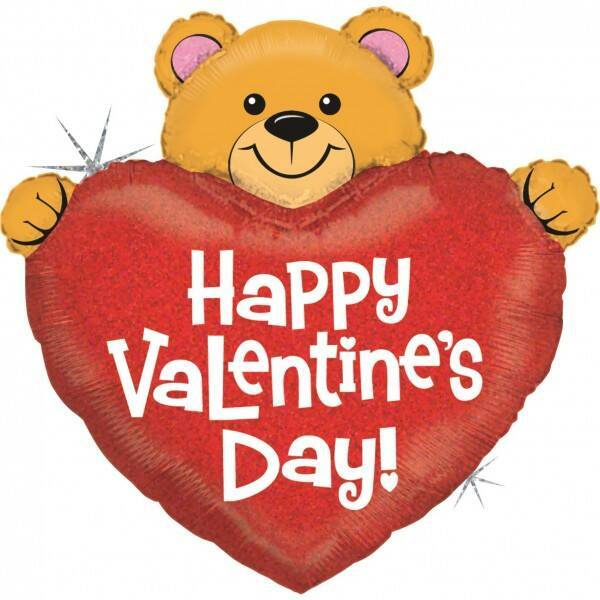 Balon foliowy serce z misiem Happy Valentines Day  37 cali