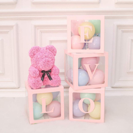 Zestaw pudełek 30 cm na balony BOX DEKORACYJNY litery LOVE 4 szt.