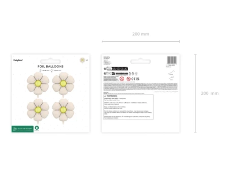 Balony foliowe do girland Stokrotki, średnica 65 cm, kremowe 4 szt.