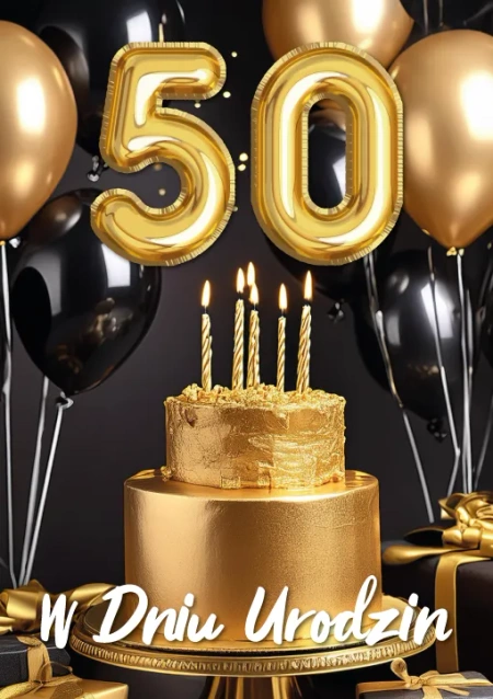 Kartka urodzinowa 50- ste urodziny trójwymiarowa 3D 1 szt.