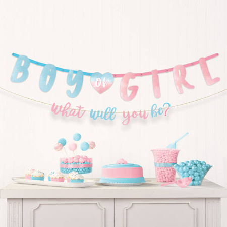Girlanda Baner Boy or Girl BABY SHOWER dwuczęściowy