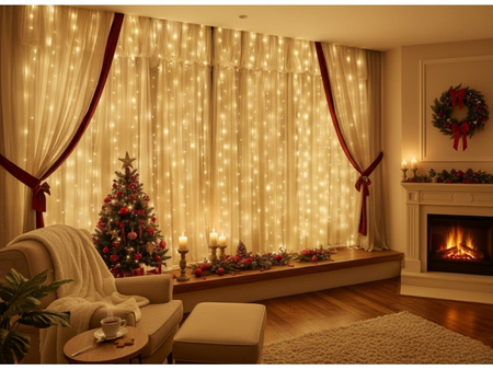 Girlanda lampki Świąteczne kurtyna 300 LED 3x3m