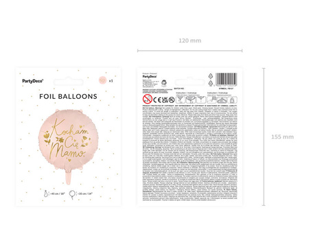 Balon foliowy KOCHAM CIĘ MAMO Dzień Matki 45 cm 1 szt.