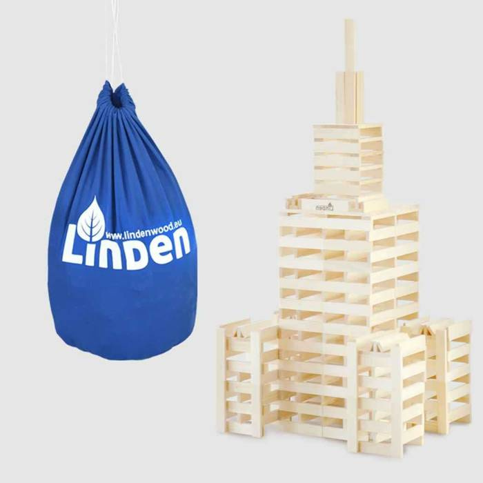 Klocki drewniane Linden, zestaw 300 szt. w eko-worku