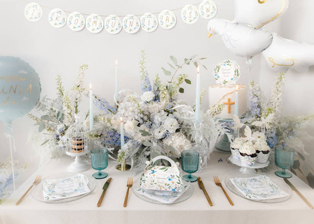 Topper dekoracyjny na tort Pierwsza Komunia Święta kwiaty 20 cm