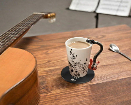 Zestaw muzyka duo - Kubek GITARA ELEKTRYCZNA CZERWONA + podkładka