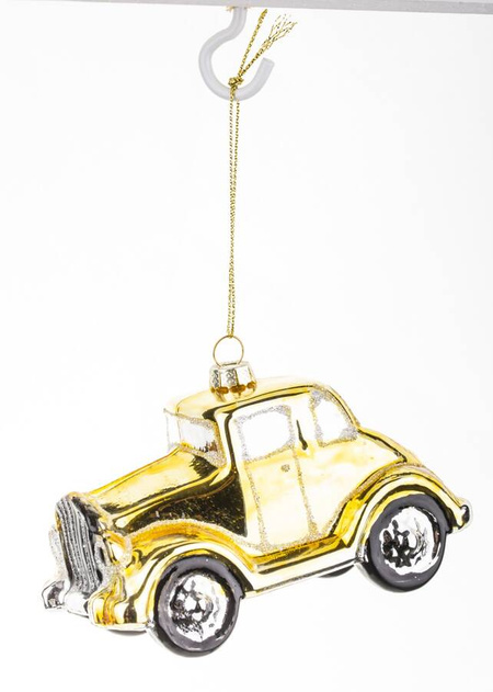 Bombka zawieszka na choinkę złoty samochód retro 1 szt.