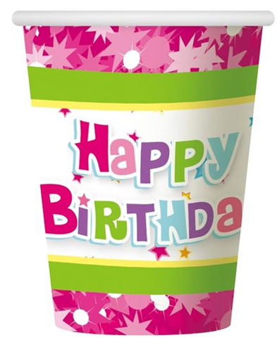 Kubeczki papierowe Happy Bithday 6 szt