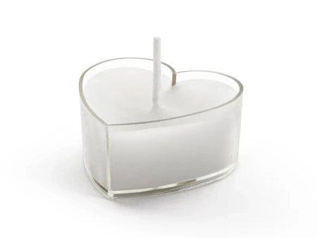 Świeczki serca, podgrzewacze tealight białe 10 szt.