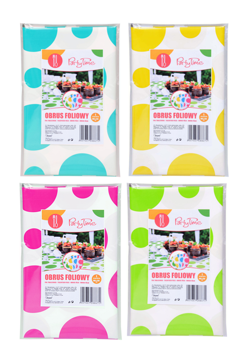 Obrus foliowy w grochy różne kolory 100x130 cm