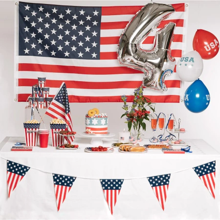 Talerzyki papierowe flaga USA, American Party okrągłe 23 cm 10 szt.