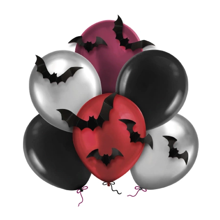 Balony gumowe Halloween Nietoperze DIY 12 cali 6 szt.